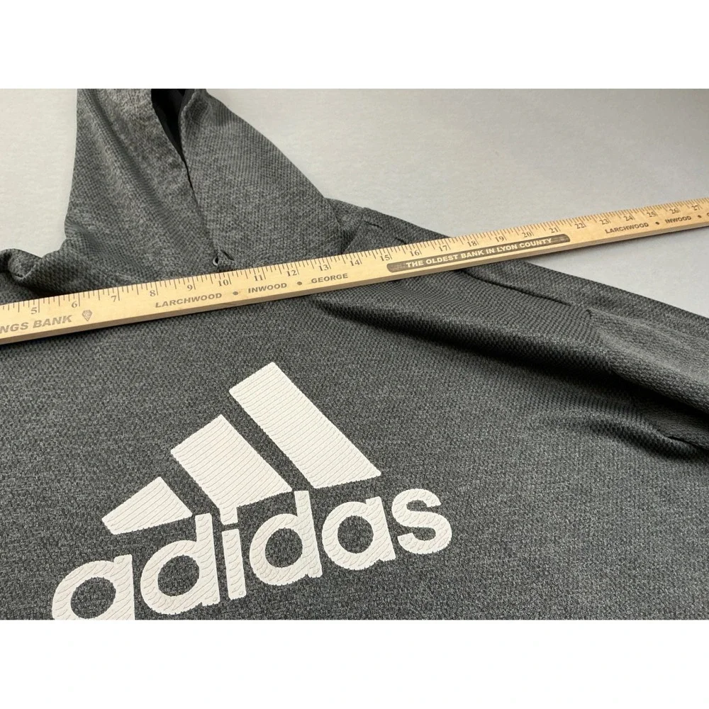 Adidas‎ ClimaWarm Hoodie Pullover Gray Heather Logo Mens XL Athletic DU7916